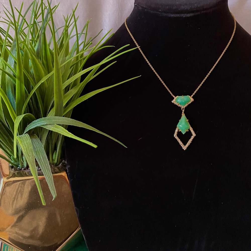 Alexis Bittar Green Pendant Gold 16” Necklace